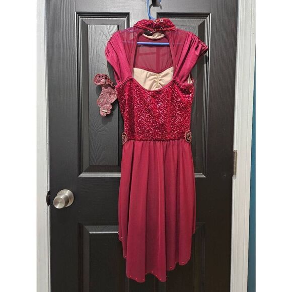 Weissman NWOT custom costume ruby red child large lyrical jazz contemporary - Picture 7 of 14
